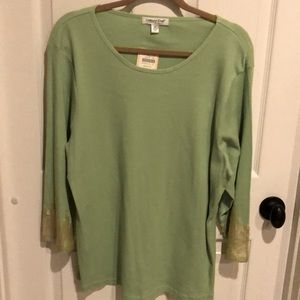 Coldwater Creek lime green 100% cotton sweater NWT